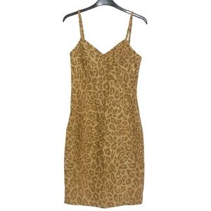 Leopard Animal Print Sleeveless Spaghetti Strap 90s Cotton Linen Dress